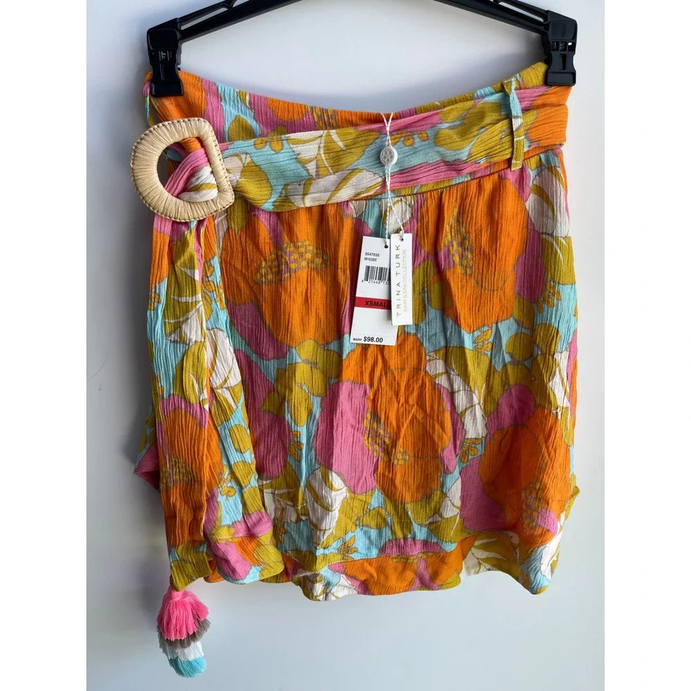 TRINA TURK SWIM Playa De‎ Flor Belted Skort Cover Up Women's Size XS